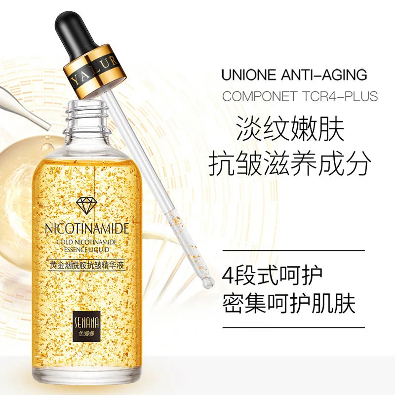 Face Serum Nicotinamide Moisturizing Facial Essence Liquid 24K Pure Gold Refreshing Anti-Aging Skin Care