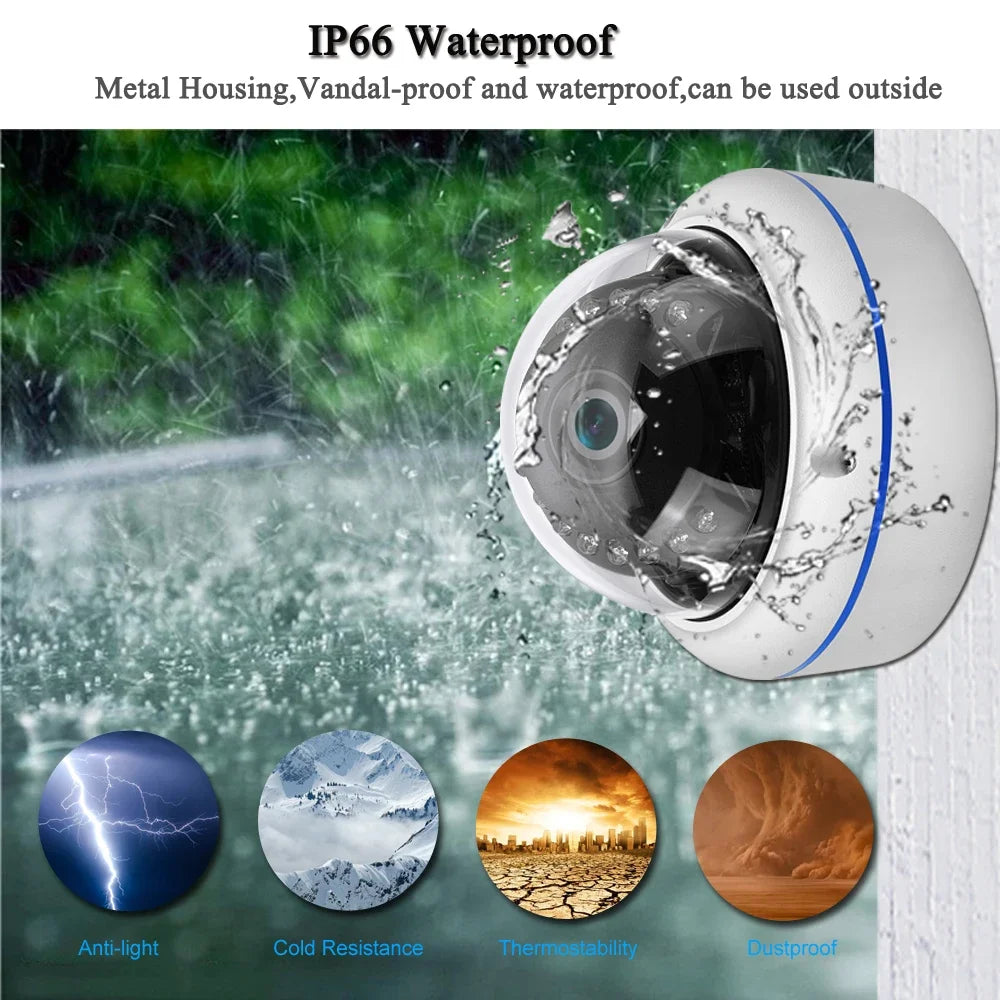 4K 8MP Ultra HD IP Camera Vandal-proof Waterproof Outdoor Dome Camera Nightvision nternal Audio Remote Access Xmeye Cloud H.265