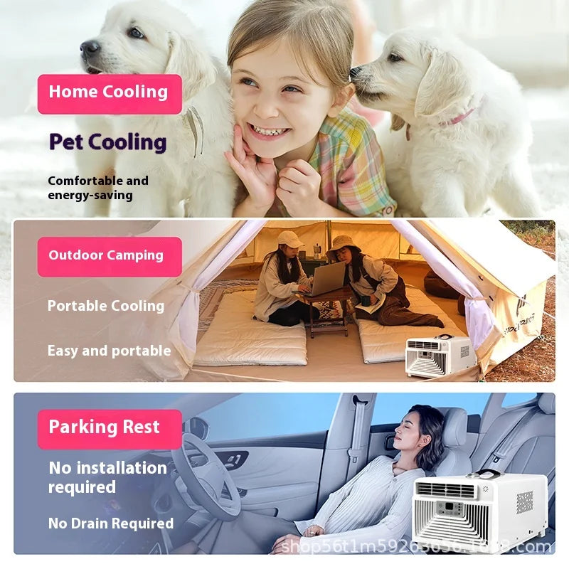 Portable Camping Tent Air Conditioner Low Noise Mini Air Conditioning For Bedroom Motorhome Camper Van Truck 110V-220V