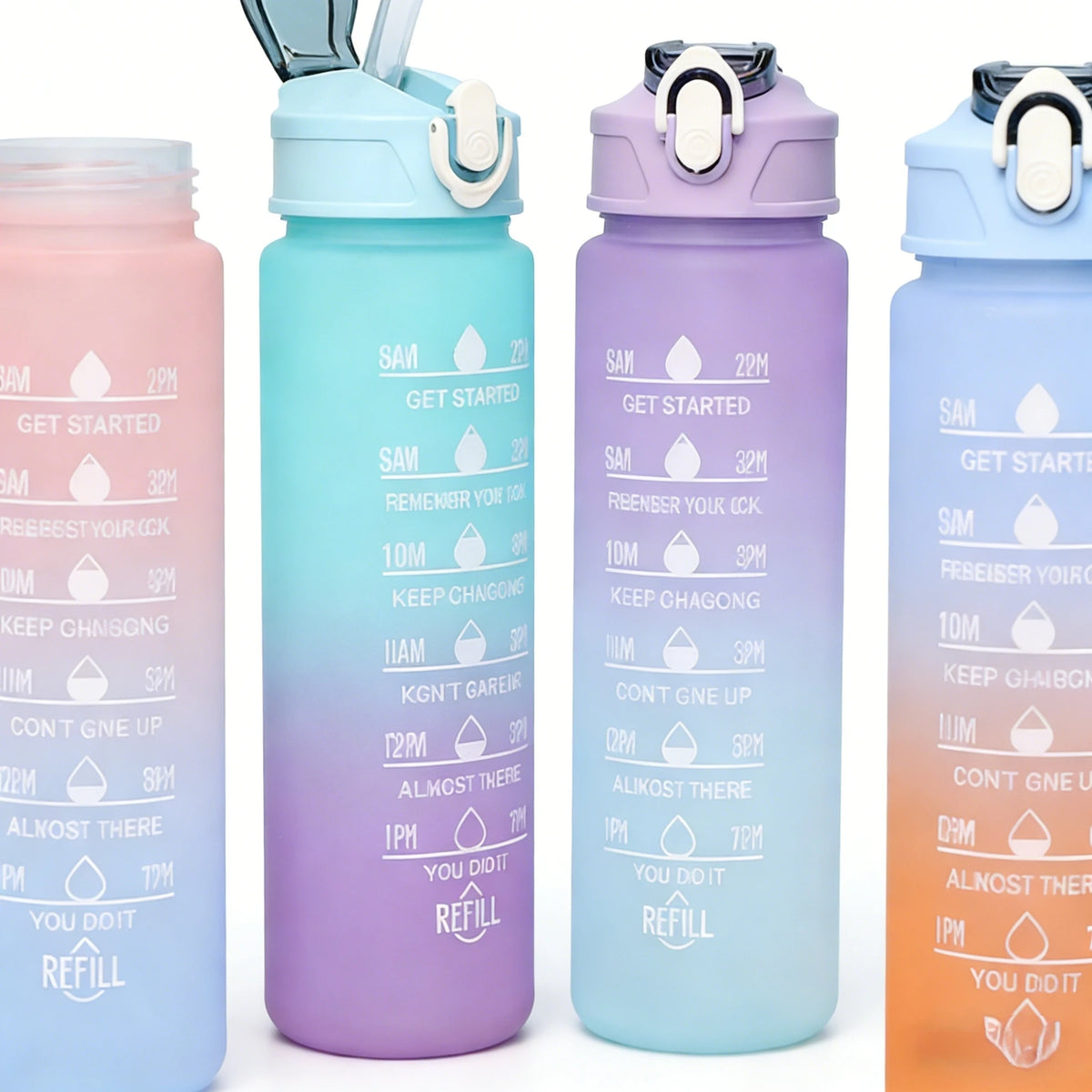 Sports Water Bottle with Time-Tracking Straw Leak Proof Locking Flip Cover for Easy Carry Ideal for Outdoor Adventures