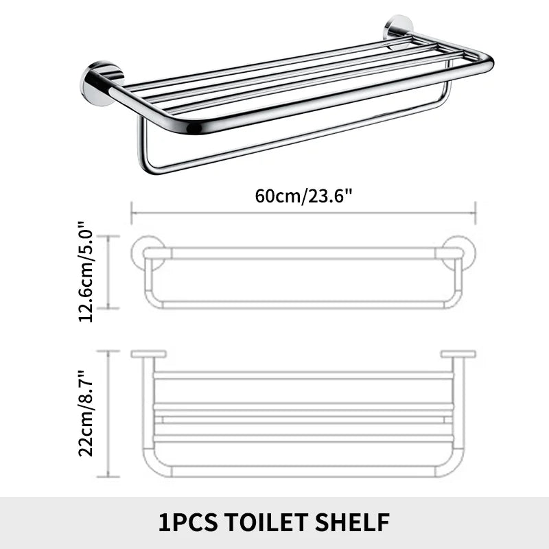 Bathroom Accessories Towel Rack Shelf Paper Holder Stainless Steel Toilet Brush Holder Hand Towel Ring Robe Hook Hanger Chrome