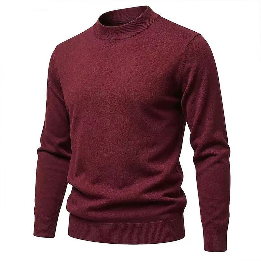 New Men's Mock Turtleneck Sweater Casual Long Sleeve Slim Fit Pullover Knitwear Solid Autumn Jumpers Warm Blouses for Winter