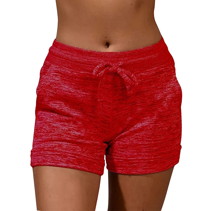 Womens Solid Elasticated Waist Shorts Ladies Summer Yoga Gym Fitness Jogging Hot Pants Sweatpants Clothing