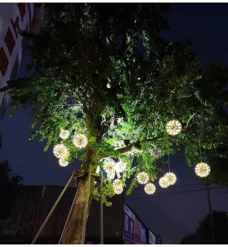 Modern Brief Loft Spark Ball LED Pendant Lighting Fixture Firework Stainless Steel  Remote Control Dimming 110-240V Accessories