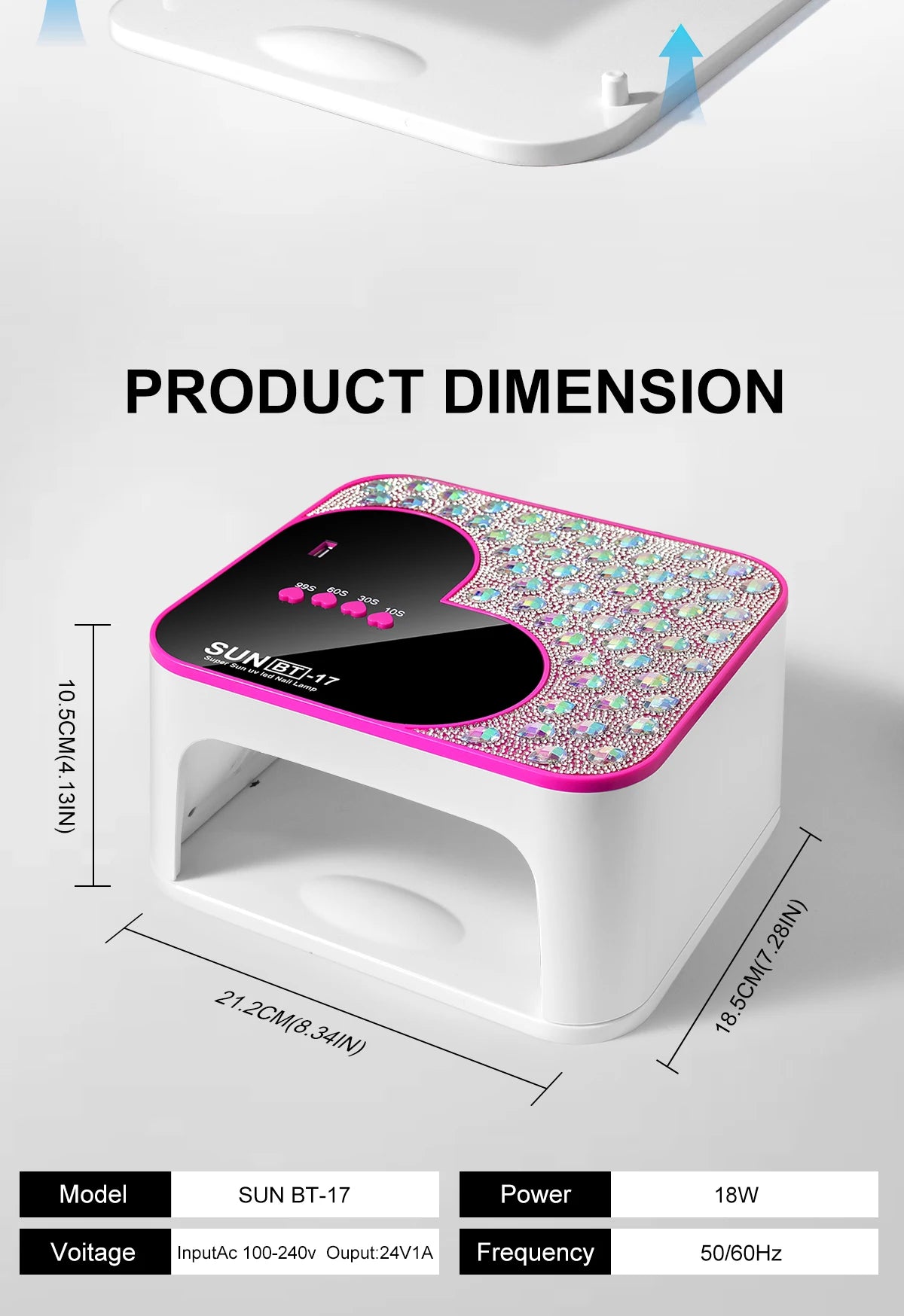 3D Diamond UV LED Nail Lamp For Fast Drying Gel Nail Phototherapy Heart Shape Machine 45 LEDs Manicure Salon Tool Equipment