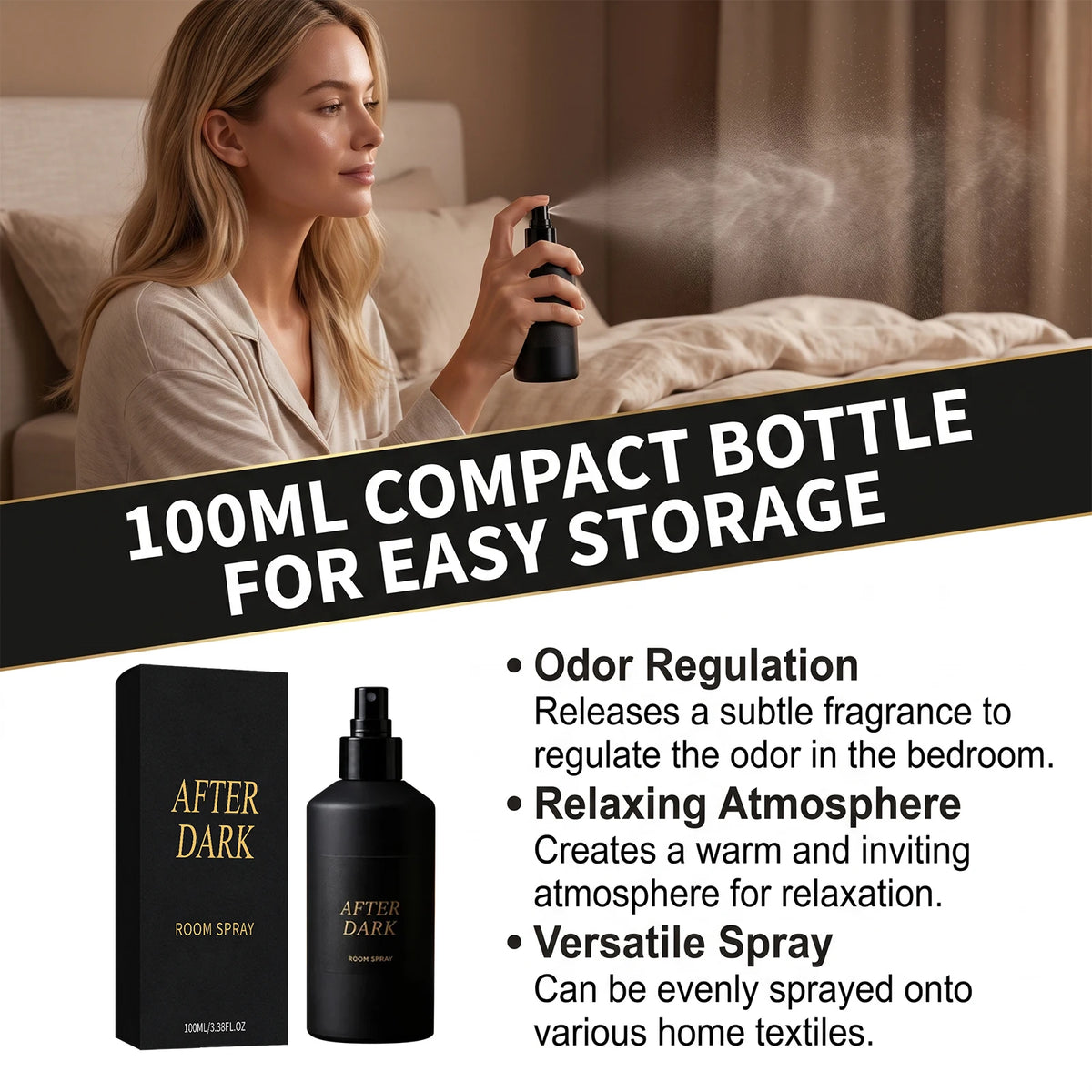 After Dark Room Spray Matte Compact Bottle Subtle Fragrance Odor Regulation Create Relaxing Warm Atmosphere Home Textile Spray