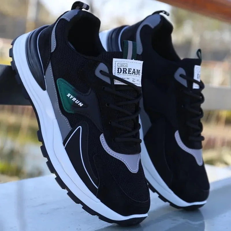 Men's Shoes New Fashion Sports Comfortable Breathable Casual Outdoor Mesh Sneakers Trending Lace-Up Thick Sole Casual Shoes