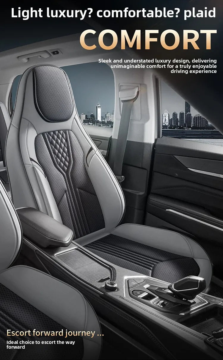 Universal Sporty Seat Luxury Car Seat Full Cover Perforated Breathable Leather Sedan SUV. Cushion Car Seat Full Cover Protection