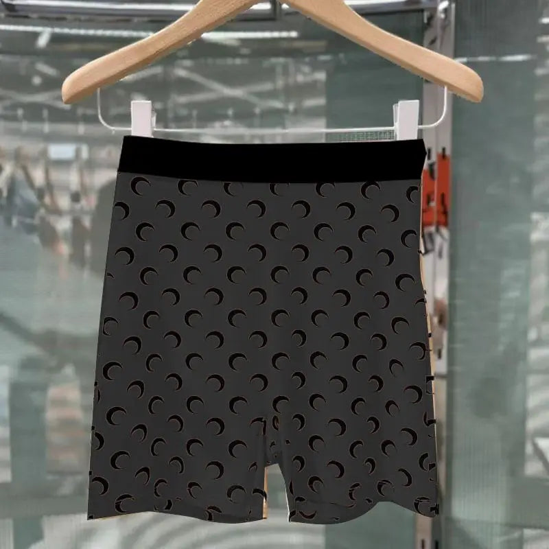 Summer Women Color Block Sports Shorts Ice Silk Moon Print High Street Casual Shorts Elastic Waist Slim Fit