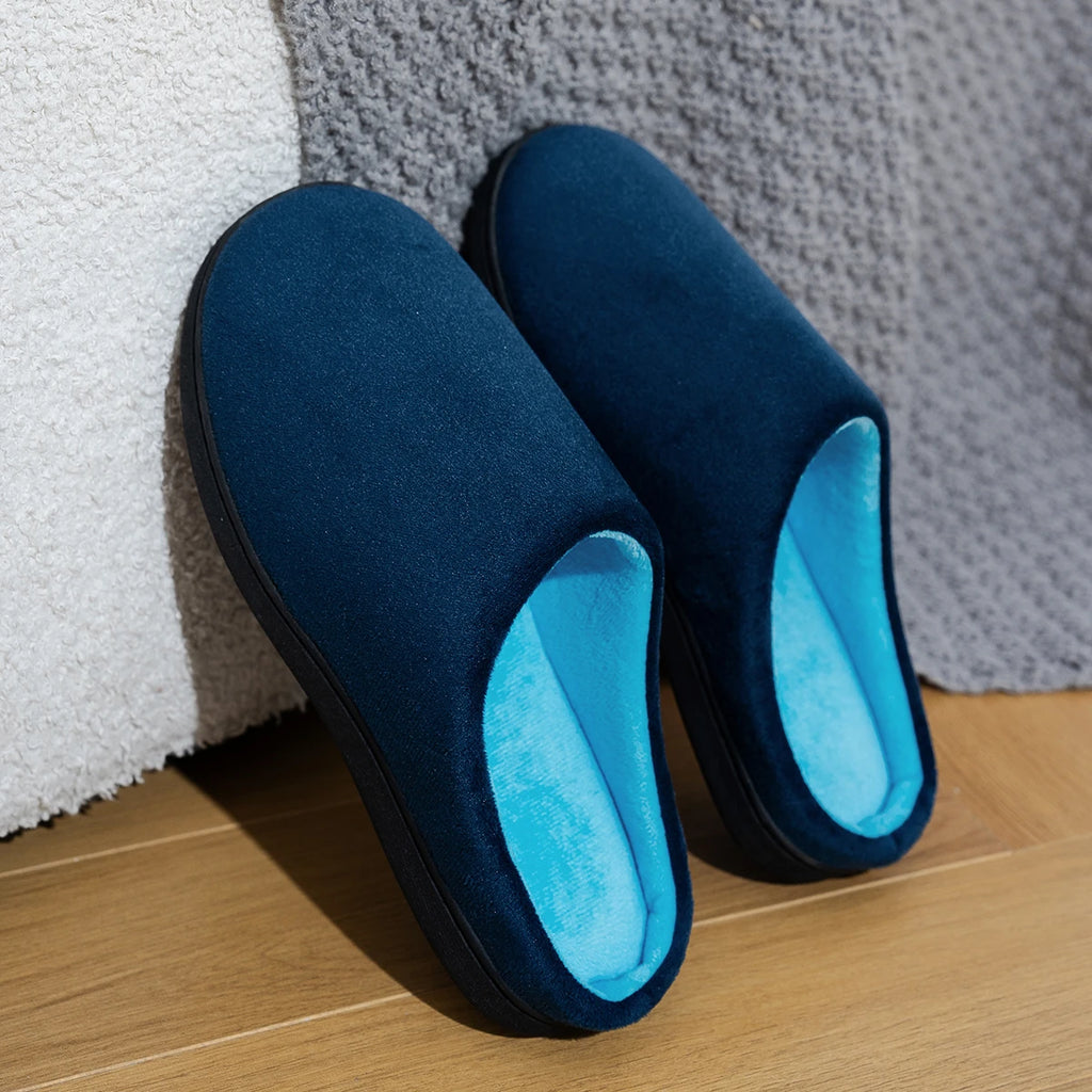 Women Home Slippers Contrasting Color Trendy Half-pack Slippers Suitable For Spring Autumn Winter Women Non-slip Cotton