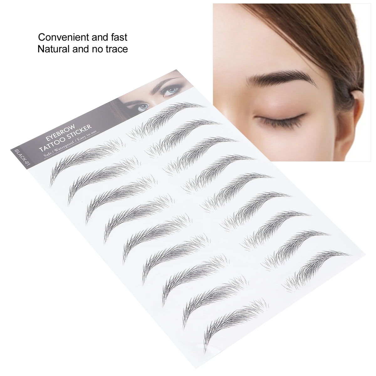 Long Lasting Eyebrow Transfers Sticker Household Portable Waterproof Safe Women Black Eyebrow Tattoo Sticker Makeup Tools