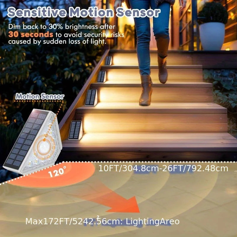 Solar Step Lights Outside 10 LEDs Solar Stair Lights Outdoor Waterproof Security Wall Motion Sensor Lamp For Garden Stair Patio
