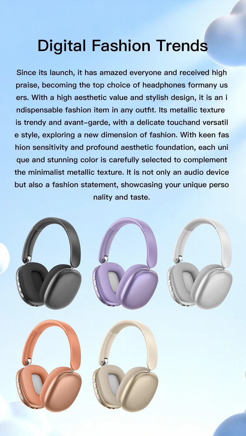 Bluetooth Headphones Over Ear Wireless Headset HiFi Music Gaming Comfortable Mic for iPhone Android PC Travel Sports Gift Unisex