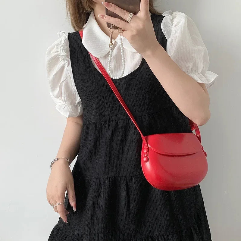 Candy Color Women's Saddle Shoulder Bag Casual Portable Female Small Clutch Handbags Sweet Fashion Ladies Purse Crossbody Bags