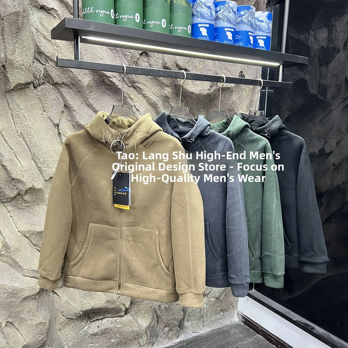 Heavyweight 620g Double-Sided Fleece Hoodie Jacket Quick Warmth Winter Men's Long Sleeve Zipper Closure Outdoor Style Polyester