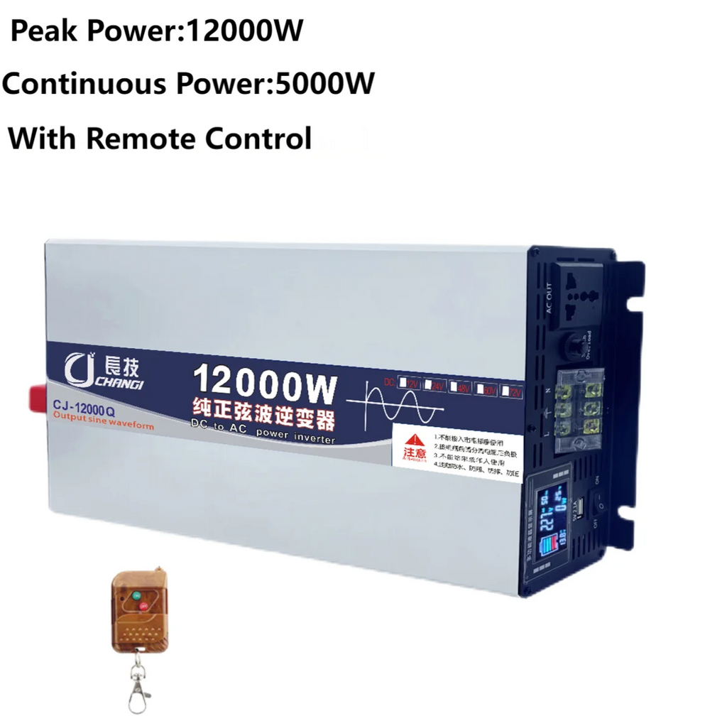 Pure Sine Wave Inverters 10000W 12000W Power Car Solar Inverter 12V 24V 48V 60V 72V to AC 110V 220V,50Hz,60Hz Voltage Converter