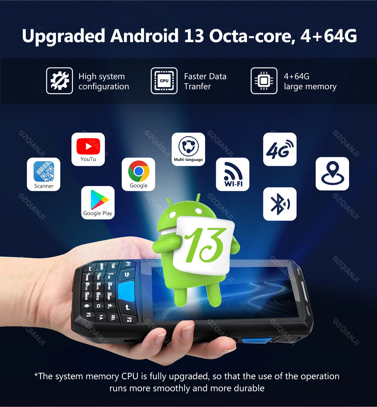 Android 13 PDA Rugged Handheld Terminal PDA Data Collector Honeywell 1D 2D QR Barcode Scanner Inventory Wireless 4G GPS POS PDA