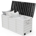 VINGLI 75 Gallon Outdoor Storage Box Lockable Plastic Deck Box Waterproof with Wheels for Garden Pool Patio Black