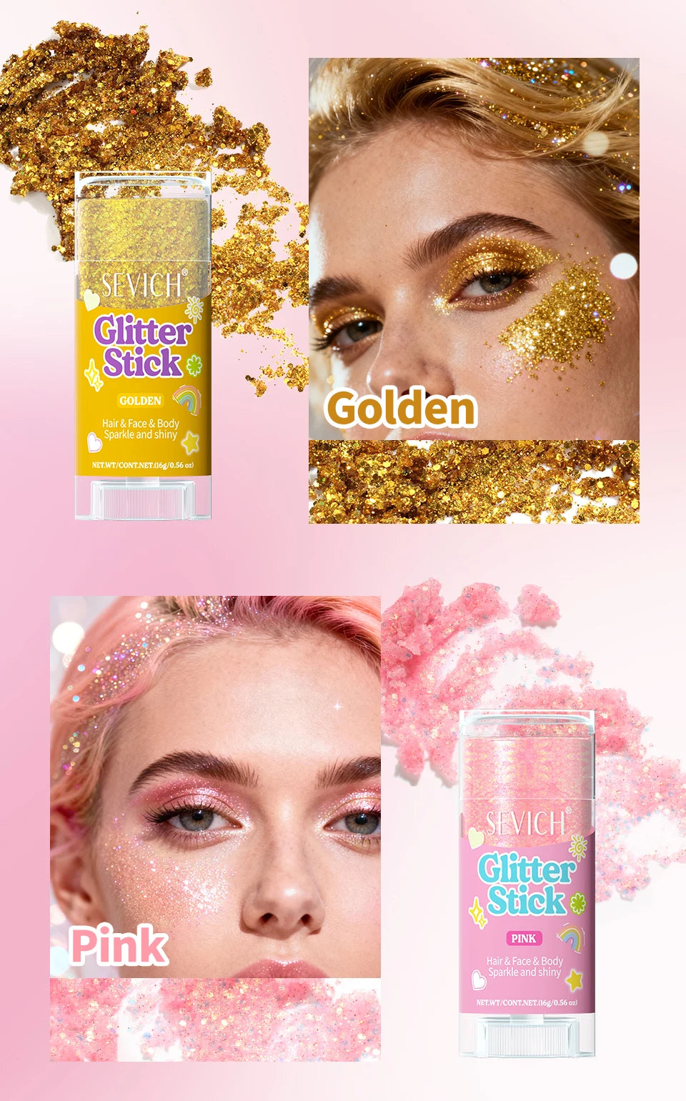 Sparkling Sequins Glitter Gel Stick Mermaid Sequin Body Glitter Gel Cosmetic Hair Glitter Festival Makeup for Christmas Party