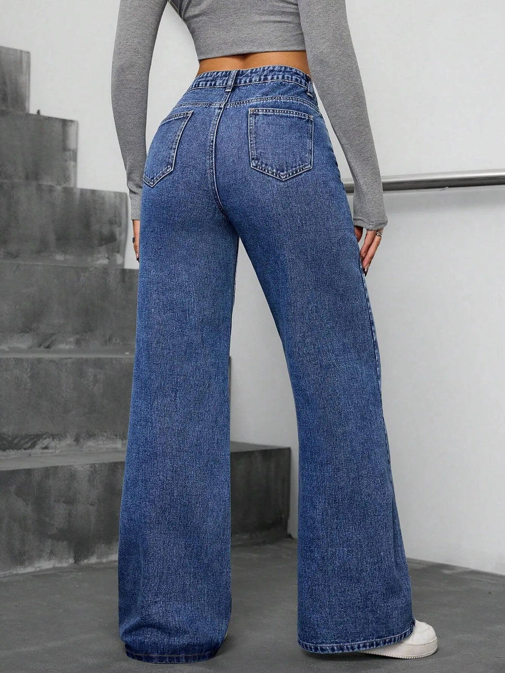 Denim Straight Pants Women Pearls Spliced Jeans High Waist Washed Basics Ankle Length Trousers Streetwear Pant Solid Autumn