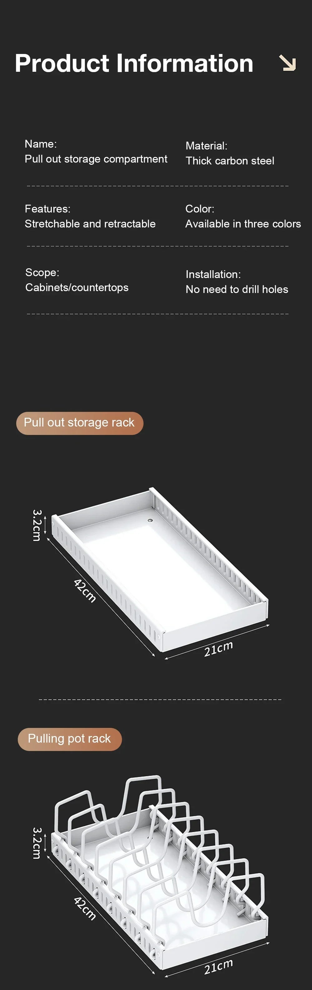 2026 Kitchen Multifunctional Organizer Pull Out for Pots/Pans Sliding Lid Holder Spice Rack & Dish Drying Racks Drawer Organizer