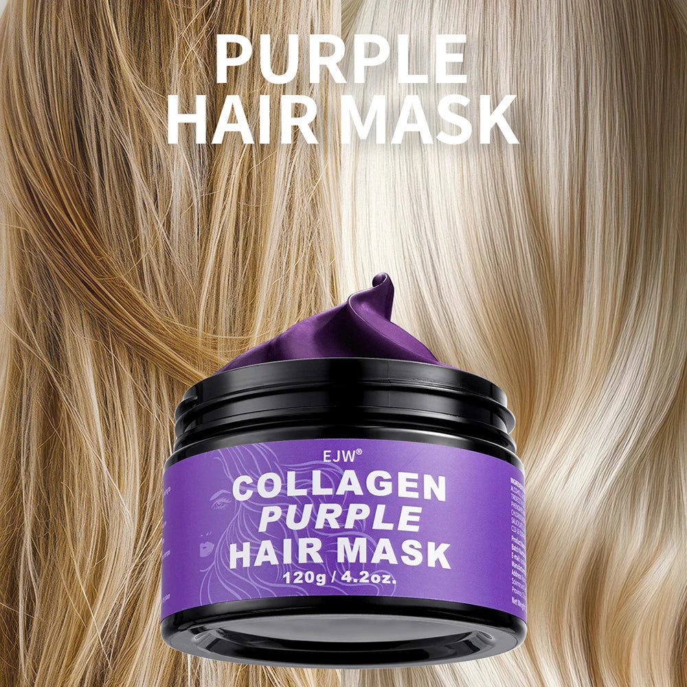 Keratin Purple Hair Mask,Deeply Hydrating Purple Color Depositing Shampoo for Blondes,Bleached&Grey Hair Enhances Shine&Brightn
