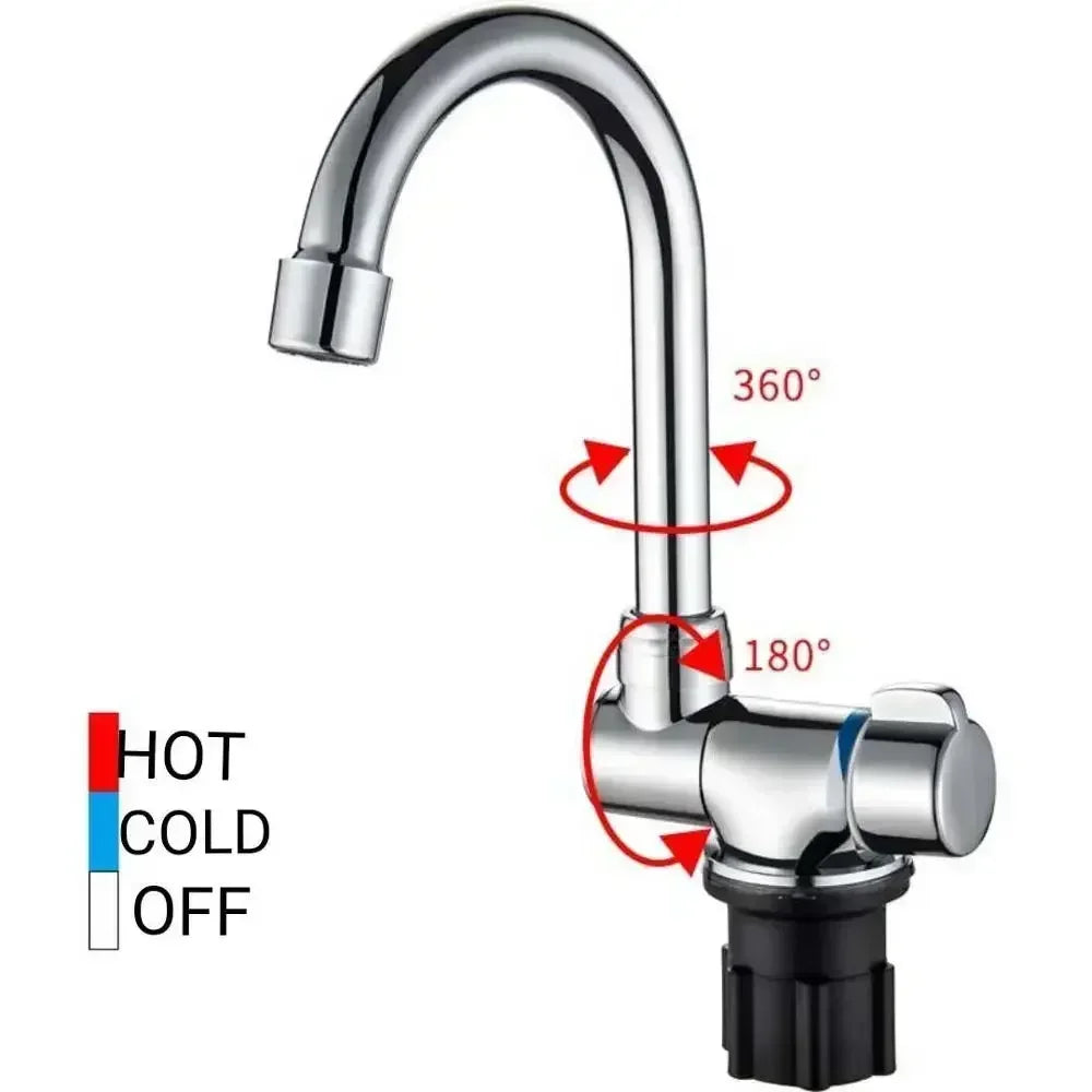 Folding Faucet 360 Degree Swivel Hot and Cold Water Faucet Kitchen Bathroom RV Marine Deck Hatch Boat Camper RV Accessories