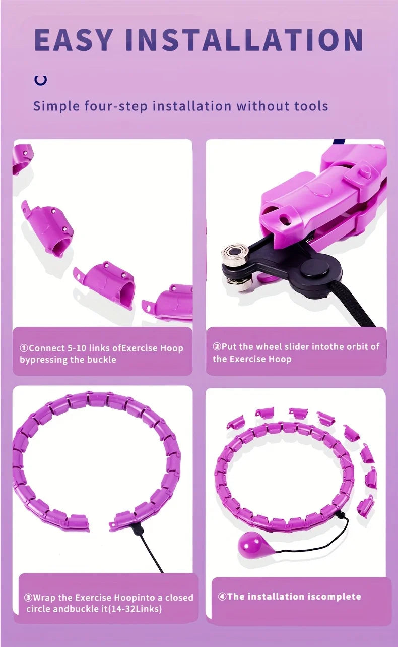 Weighted Exercise Hoop for Adults Weight Loss Knots Infinity Fitness Hoop With Extra Links 2 in 1 Adjustable and Detachable