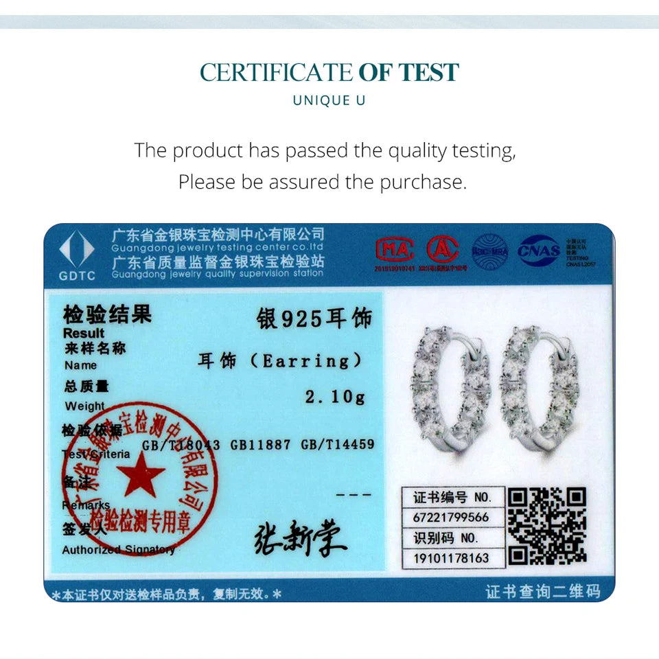 WOSTU Real 925 Sterling Silver Full of Zircon Circel Hoop Earrings For Women S925 Wedding Round Crystal Pendientes Jewelry Gift