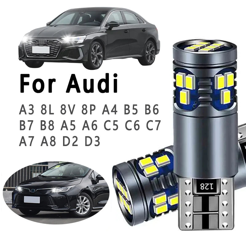 2Pcs T10 Car LED Bulbs For Audi A3 8L 8V 8P A4 B5 B6 B7 B8 A5 A6 C5 C6 C7 A7 A8 D2 D3 Interior Parking Clearance Lights