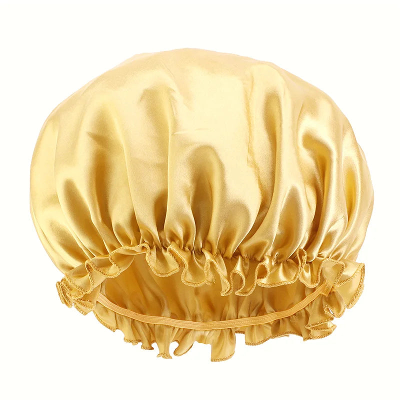 Solid Color Night Sleep Cap Women Elastic Satin Night Sleeping Hat Hair Care Bonnet Nightcap Makeup Head Wrap Cover Shower Cap