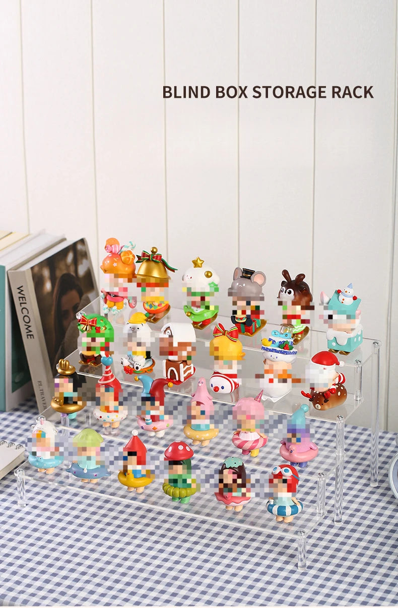 Home Multi Layer Ladder Storage Rack Handmade Blind Box Doll Display Rack Cosmetics Wallet Jewelry Trapezoidal Display Rack