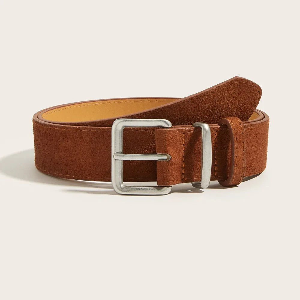 Maillard Style Suede Leather Wide Belt Trendy Luxury Design Business Waist Strap Versatile Casual Trouser Dress Belts Gifts