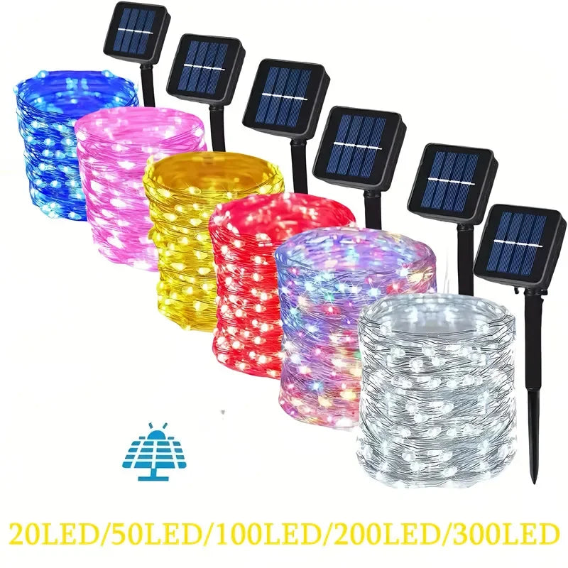 2~30M Ultra Long Solar String Fairy LED Light Outdoor Copper Waterproof Wedding Garland Decoration Garden Lights Party 8 Modes