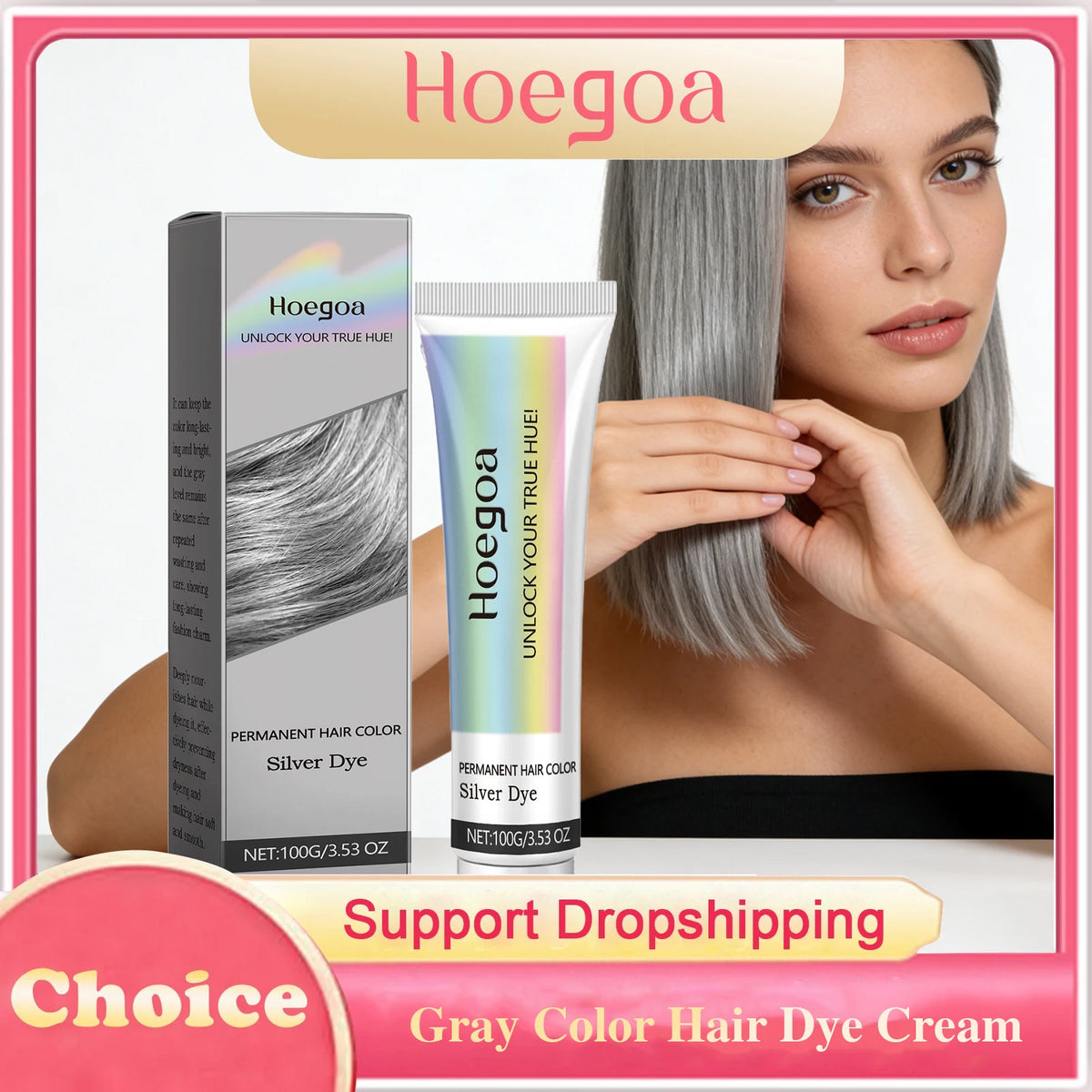 Gray Color Hair Dye Cream Light Color Silver Hair Long-Lasting Color Lock Shiny Hair Unisex Smoky Punk Style Hair Dyeing Cream