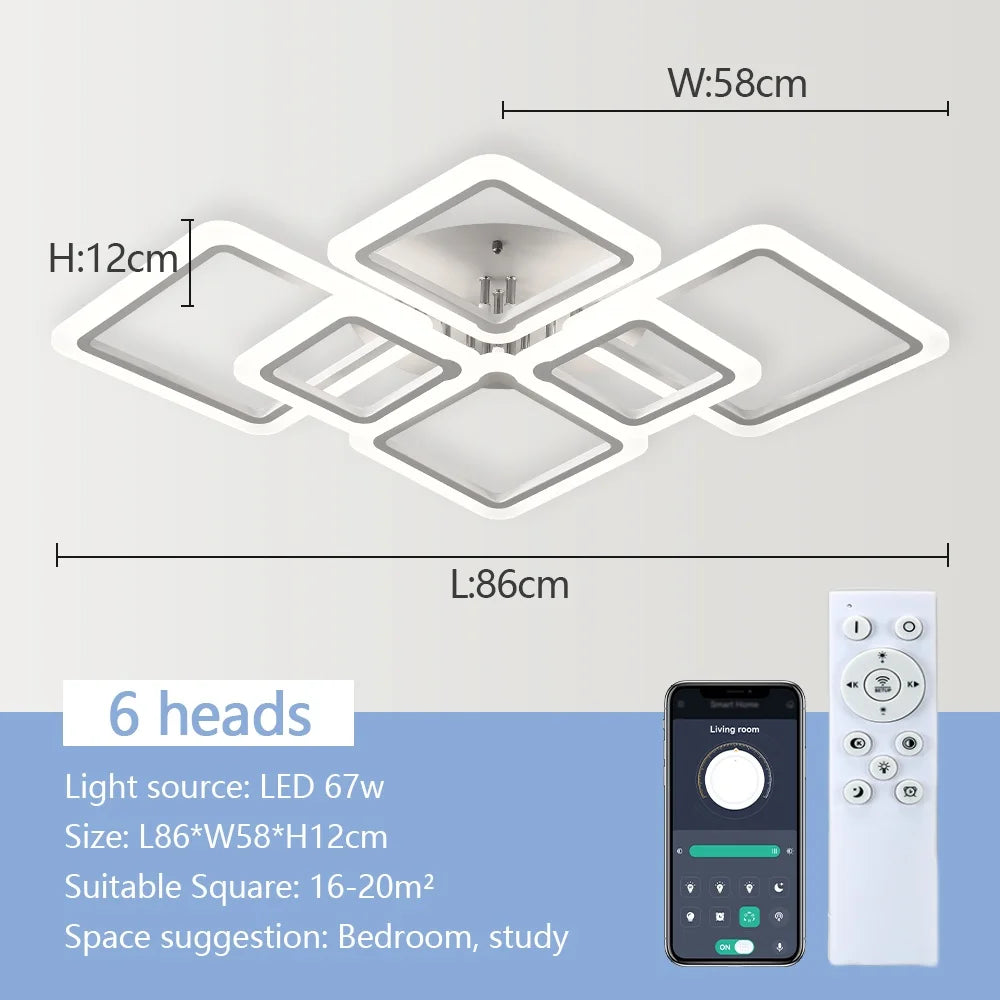 Modern Interior Square Ceiling Light with Remote Control LED Dimmable Ceiling Lamp lustre Living Room Kitchen Bedroom Decoration