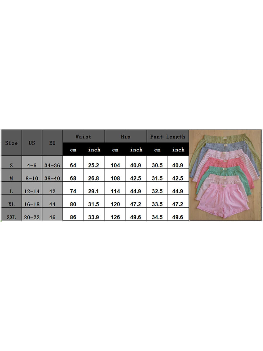 Boxers for Women Y2K Aesthetic Elastic Waist Striped Plaid Print Pajama Shorts Teen Girls Summer Cute Lounge Bottoms Sleepwear