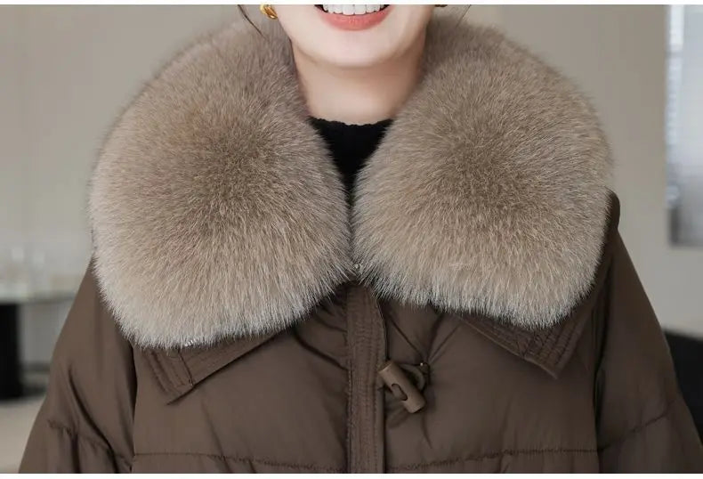2026 Autumn/Winter New Down Jacket Women's Korean Loose Short Coat Female big fur collar Cotton Jacket Women Snow Parka Coats