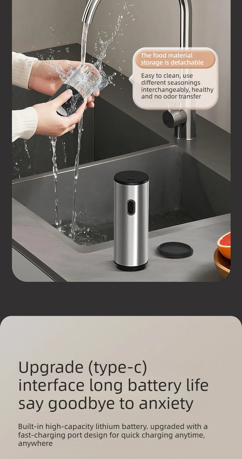 Rechargeable Automatic Salt Pepper Grinder Set Electric Grinding Mill with External Coarseness Adjustment Home Kitchen Gadgets