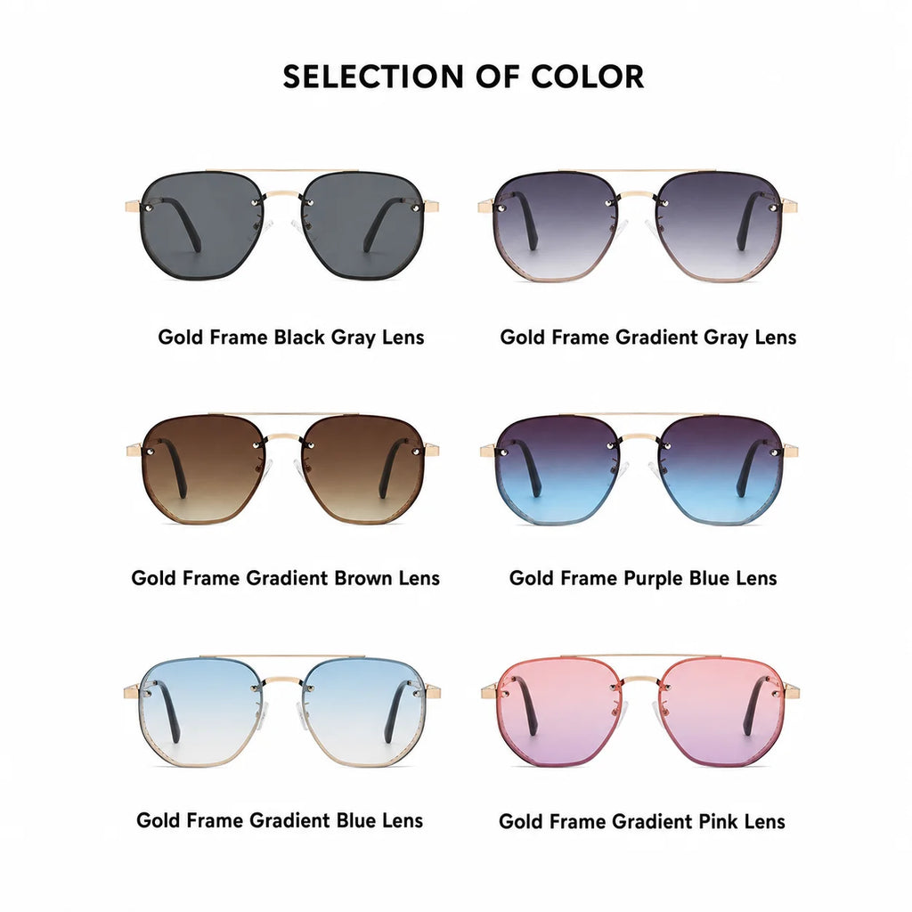 KLASSNUM Metal Frame Sunglasses Korean Oversized Sun Glasses Full Rim Eyeglasses Retro For Outdoor Driving Adult Women Goggle