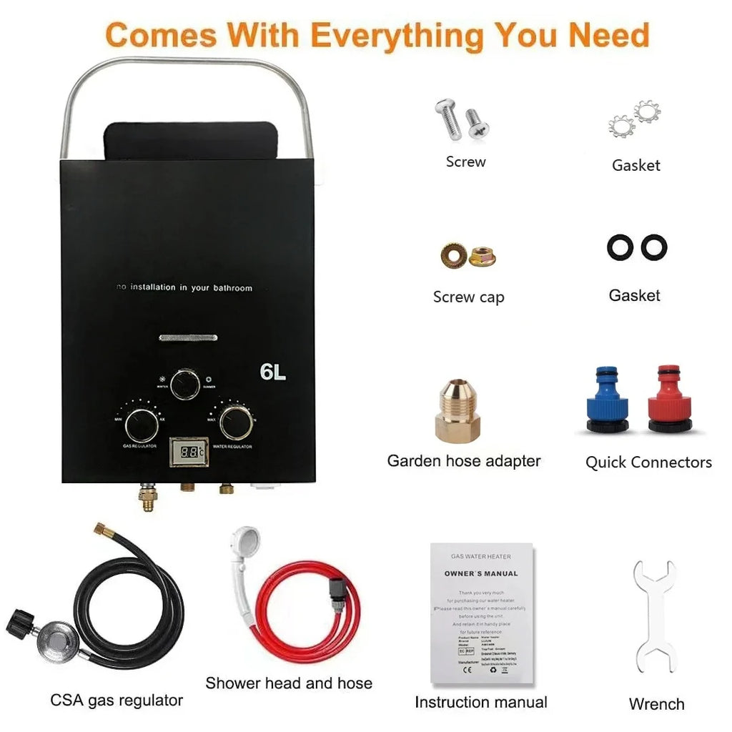 Portable Instant Gas Water Heater Handheld Hot Water Device for RV Outdoor Camping