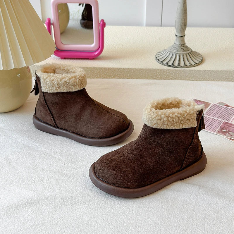 Kids Boots for Boys Girls Fashion Autumn Winter Children Thermal Cotton Back Zipper 2025 Warm Brand New Girls Ankle Boots 26-37