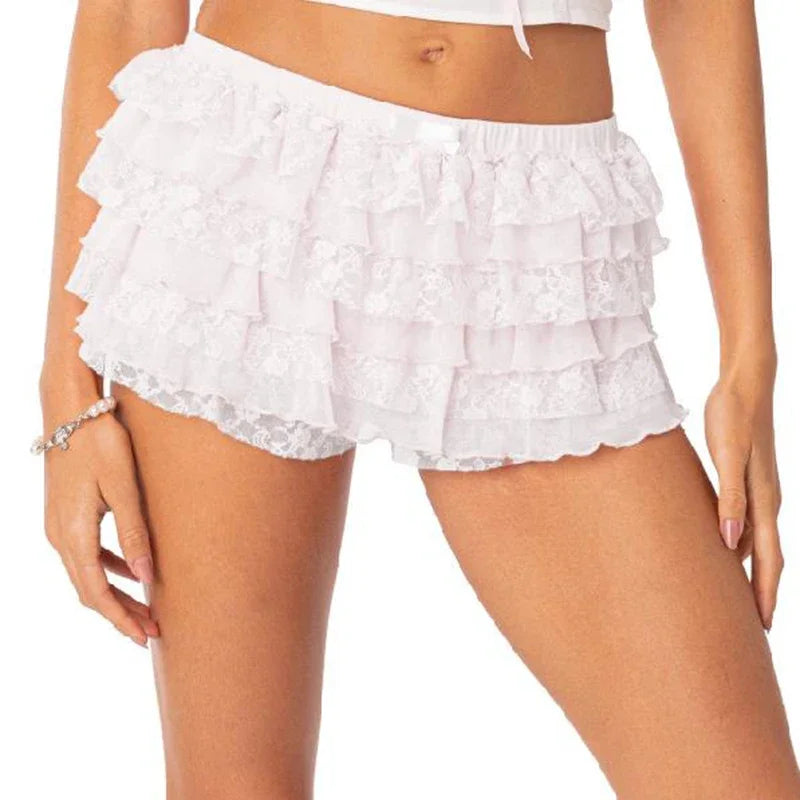 Coquette Y2K Fairy 00s Retro Kawaii Multi-layers Ruffles Bloomers Cutest Vintage Japanese Style Frill Lace Shorts Women Costume