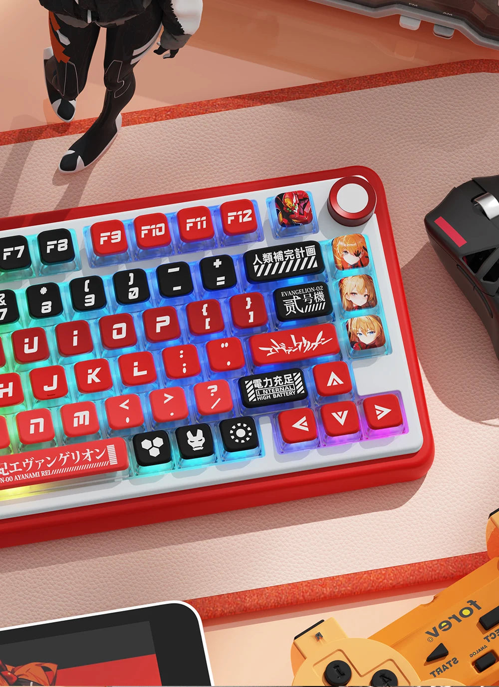 KYOMOT New EVA 01 00 02 08 Themed Anime Keycaps PBT Pudding MAS Profile Key Caps for MX Switch DIY Games Mechanical Keyboard Cap