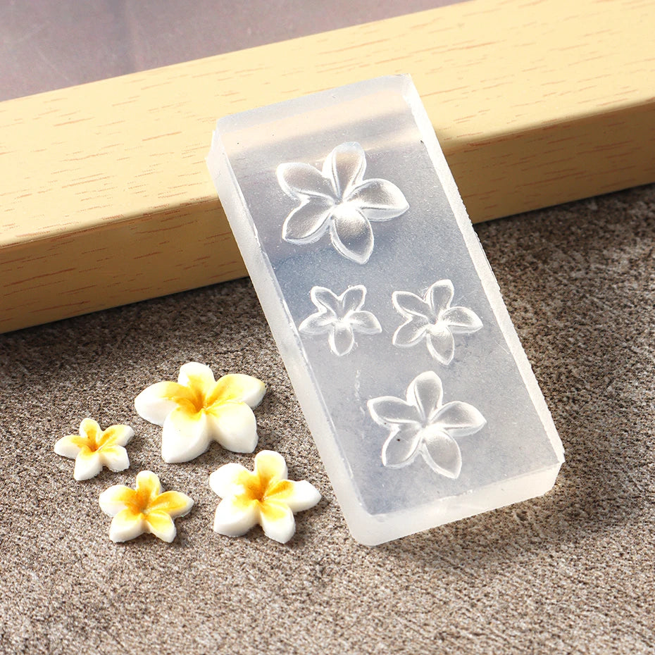 5D Flower Silicone Mold Nail Carving Mould Stencils Acrylic Plumeria Flower Spring Nail Art Decorations Manicure Template Tools