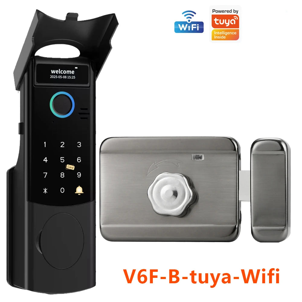 Support Tuya app Bluetooth app fingerprint intelligent door lock password RFID card wheel rim bolt lock electronic door lock