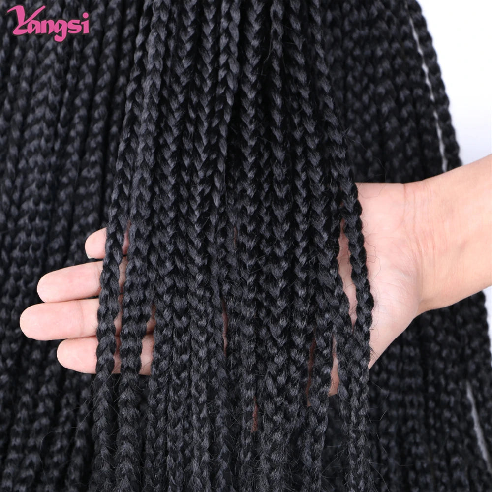 Full Star 3X Small Box Braids 14” 18” Synthetic Hair 80 g Crochet Braids 22 Strands/Pack for Women Ombre Brown Black Color