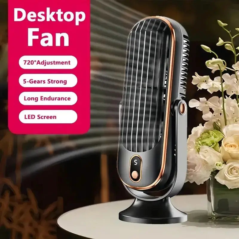 Portable USB Fan | 5 Speeds, 720° Swivel, Quiet Cool Breeze, Air Circulation, Indoor/Outdoor Use, Ideal For Home, Office, Travel - Beauty