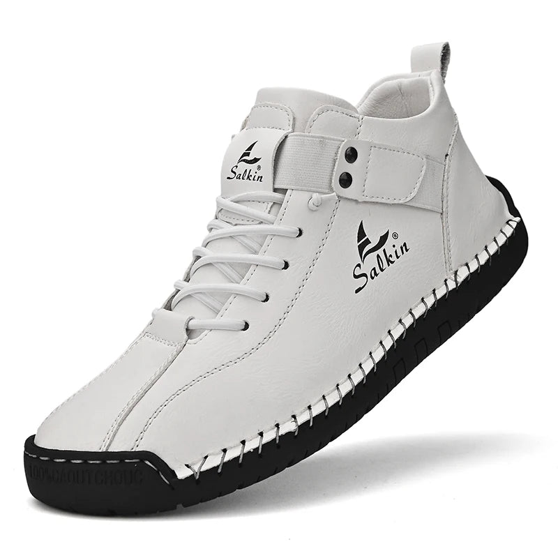 New Leather Casual Men Shoes Design Sneakers Man Breathable Leather Shoes Outdoor Men Ankle Boots