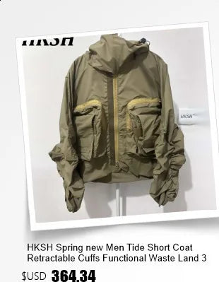 HKSH Spring Autumn Men's Tide Dark Punk Wool Deconstructed Leather Patchwork Jacket Fashion Vibe Vintage Y2K Gothic Coat HK27230